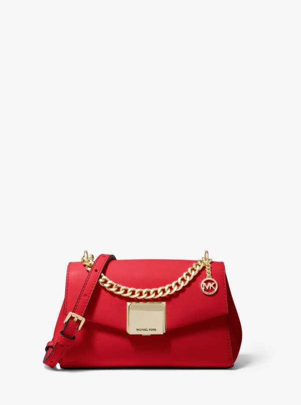 Damske Spojková Taška Michael Kors Lita Small Leather Červené - Kabelky Michael Kors Nejlevnejsi | GZPMX-7432